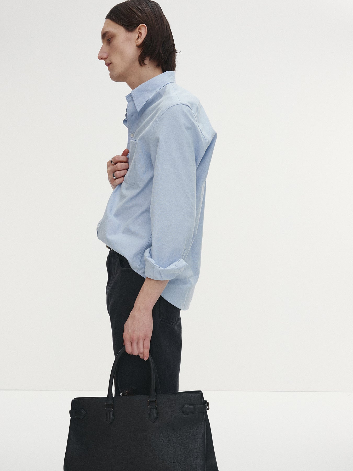 Tonywack - Cotton Lyocell Distressed Oxford Shirt (Sky Blue) product image 3 | TRAB K-Fashion Australia