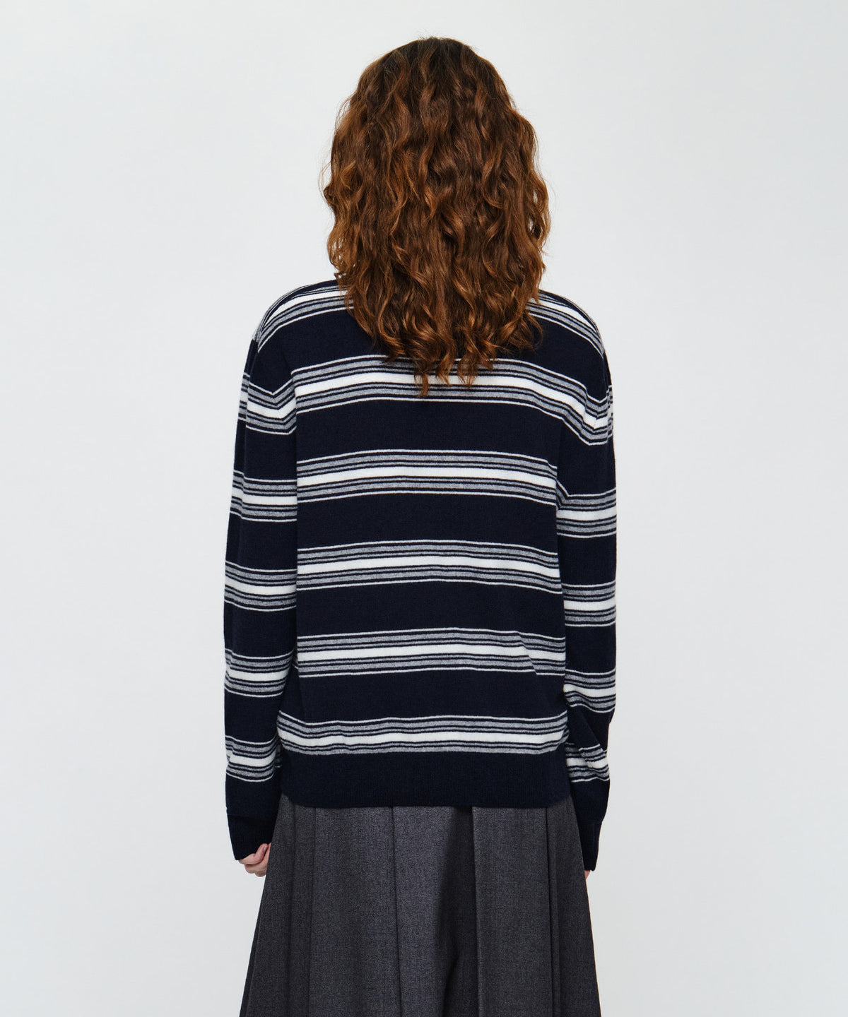 Marithe & Francois Girbaud - Small Classic Logo Multi Stripe Polo Knit (Navy) product image 2 | TRAB K-Fashion Australia