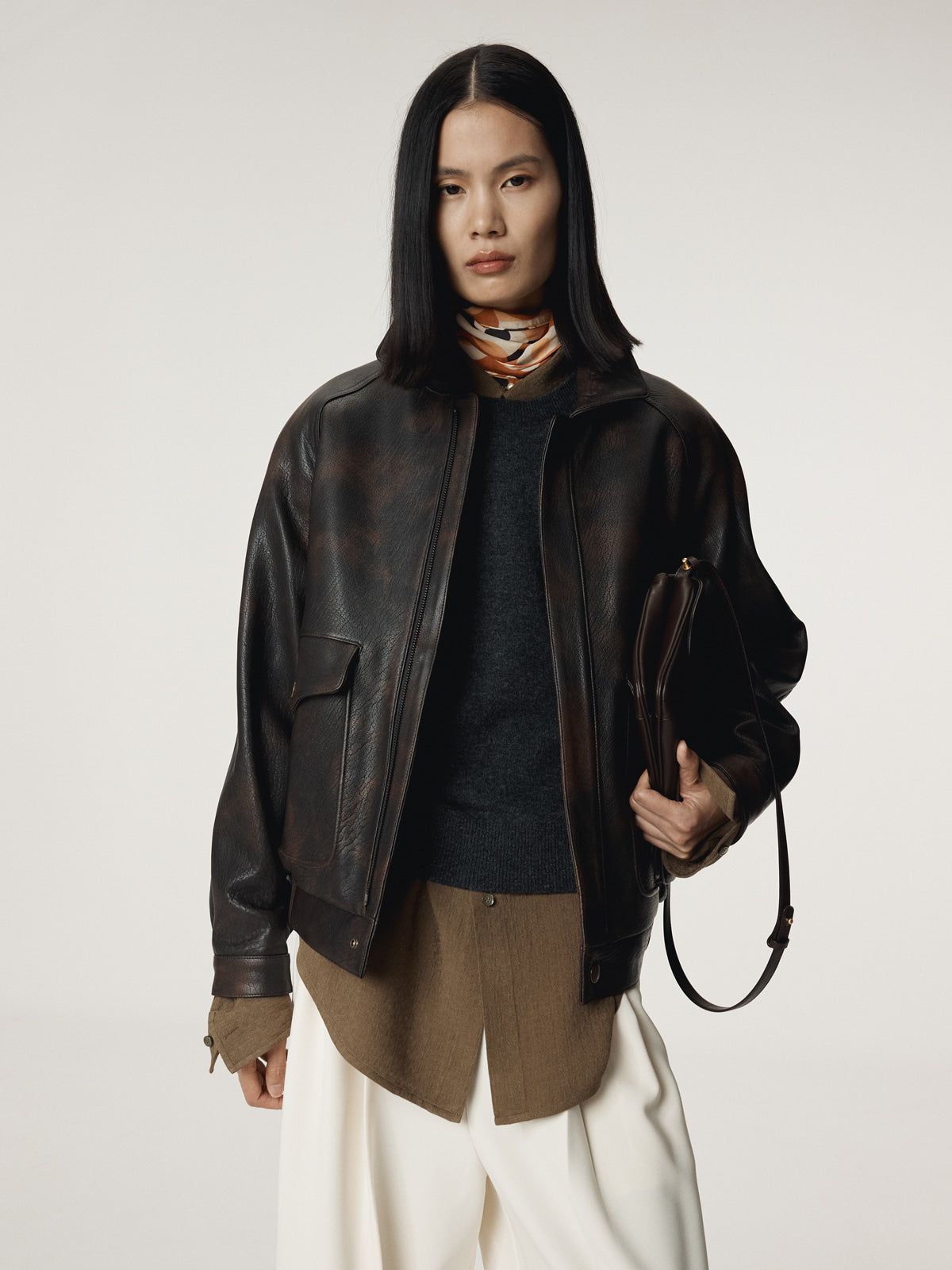 Recto - Oversized Shearing Leather Jumper (Vintage Brown) product image 8 | TRAB K-Fashion Australia
