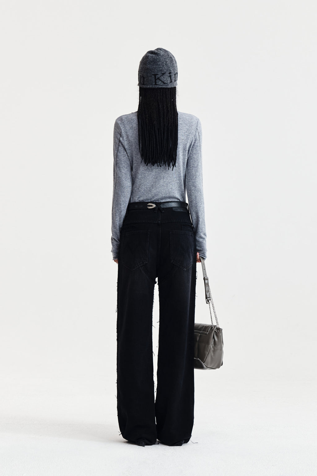 Matin Kim - Button Slit Half Neck Top (Grey) product image 7 | TRAB K-Fashion Australia