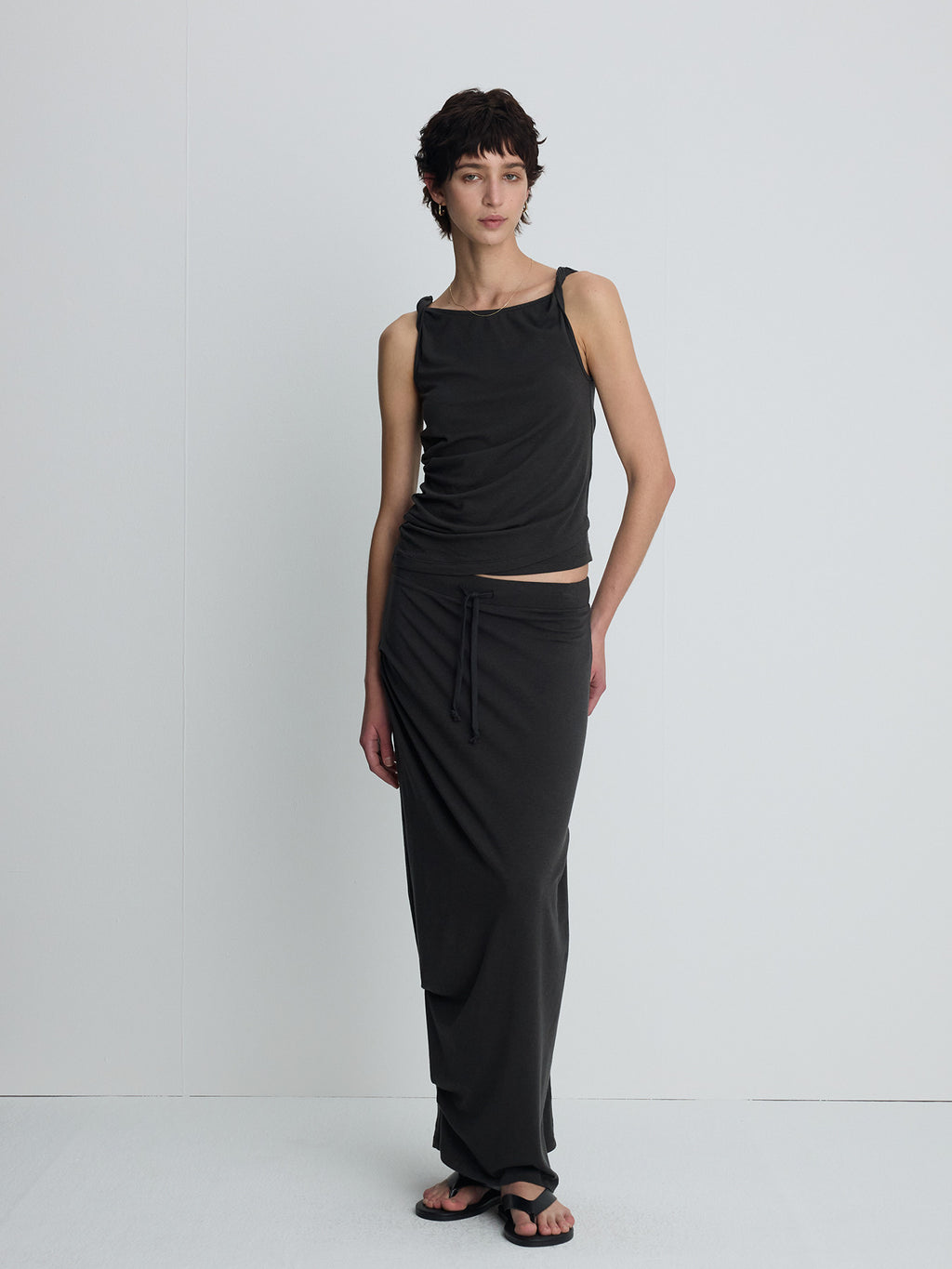 Tonywack - Soft Draped Twist Sleeveless Top (Charcoal) product image 2 | TRAB K-Fashion Australia
