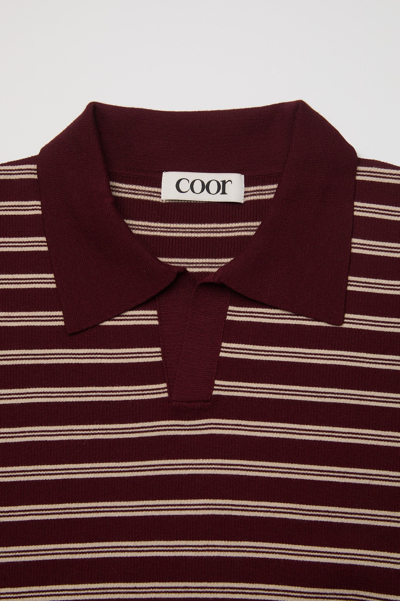 Coor - Open-Collar Stripe Sweater (Burgundy) product image 5 | TRAB K-Fashion Australia