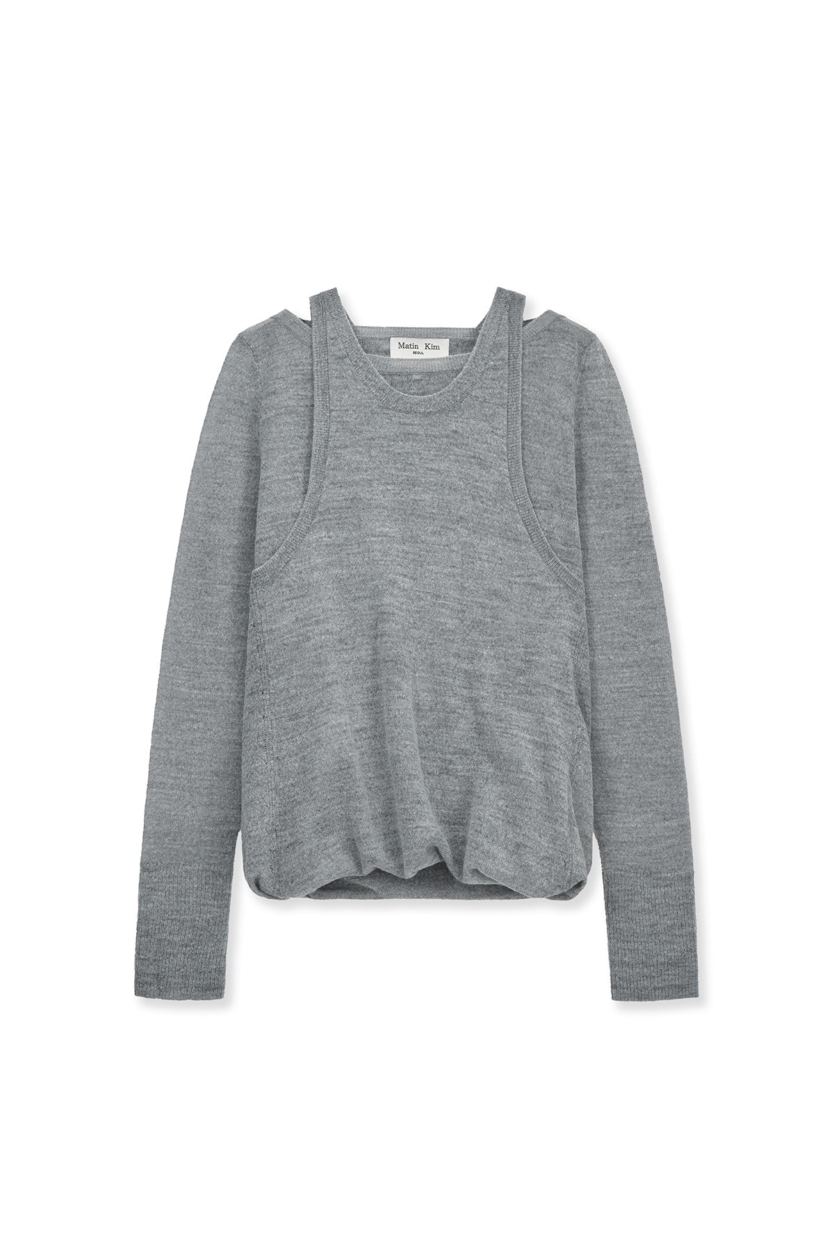 Matin Kim - Mohair Layered Knit Pullover (Light Grey) product image 1 | TRAB K-Fashion Australia
