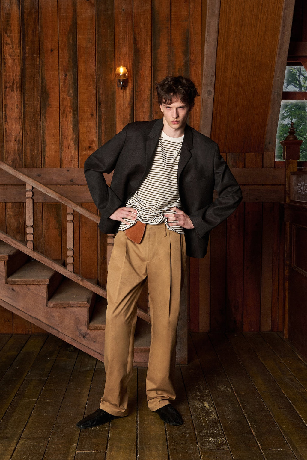 STU - Arch Pleat Cotton Pants (Beige) product image 3 | TRAB K-Fashion Australia