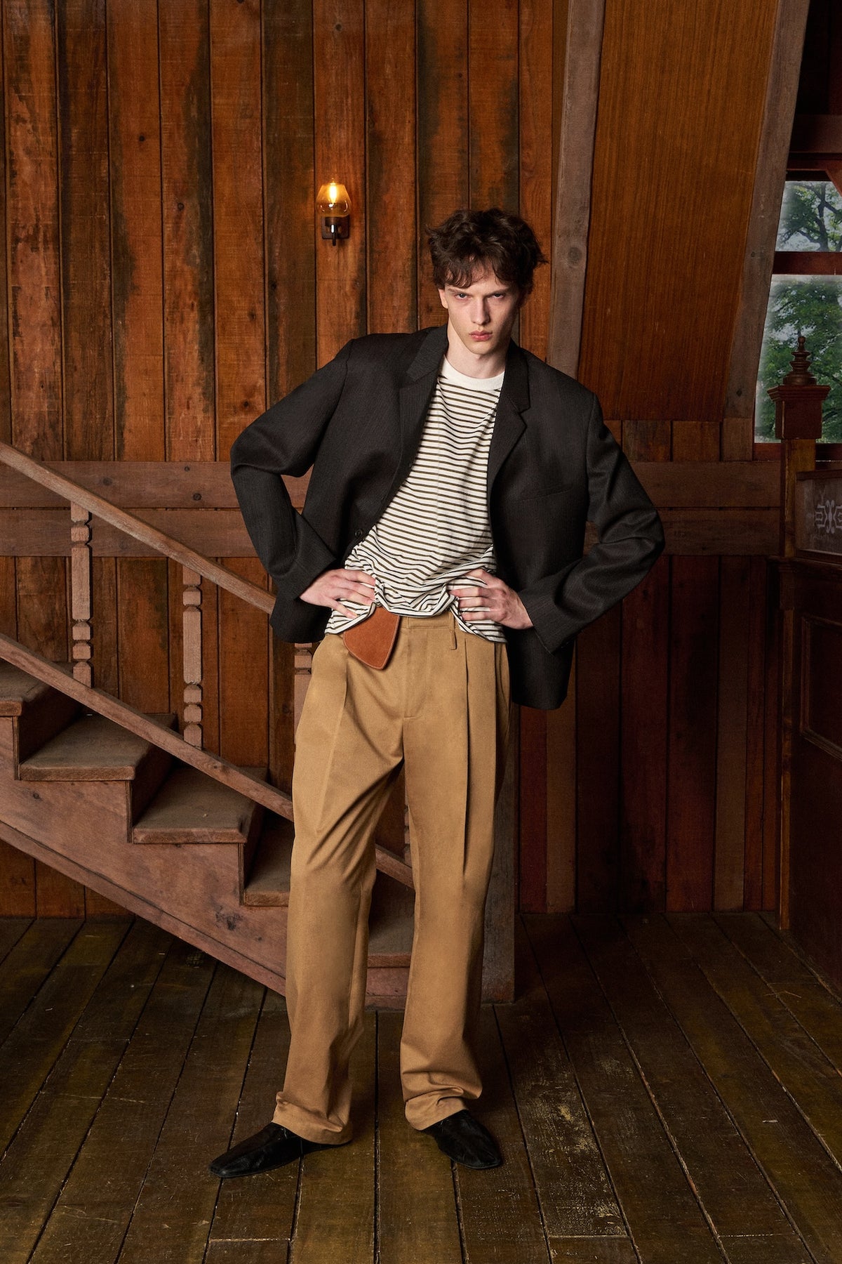 STU - Arch Pleat Cotton Pants (Beige) product image 3 | TRAB K-Fashion Australia