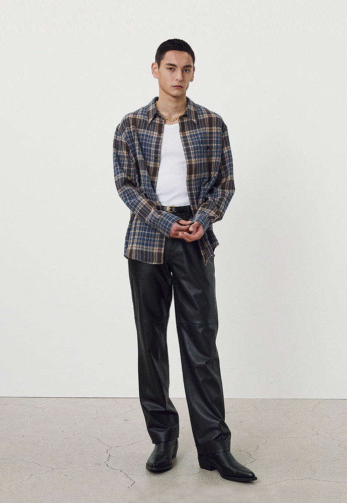 Tonywack - Light Wool Single Pocket Check Shirt (Blue) product image 4 | TRAB K-Fashion Australia