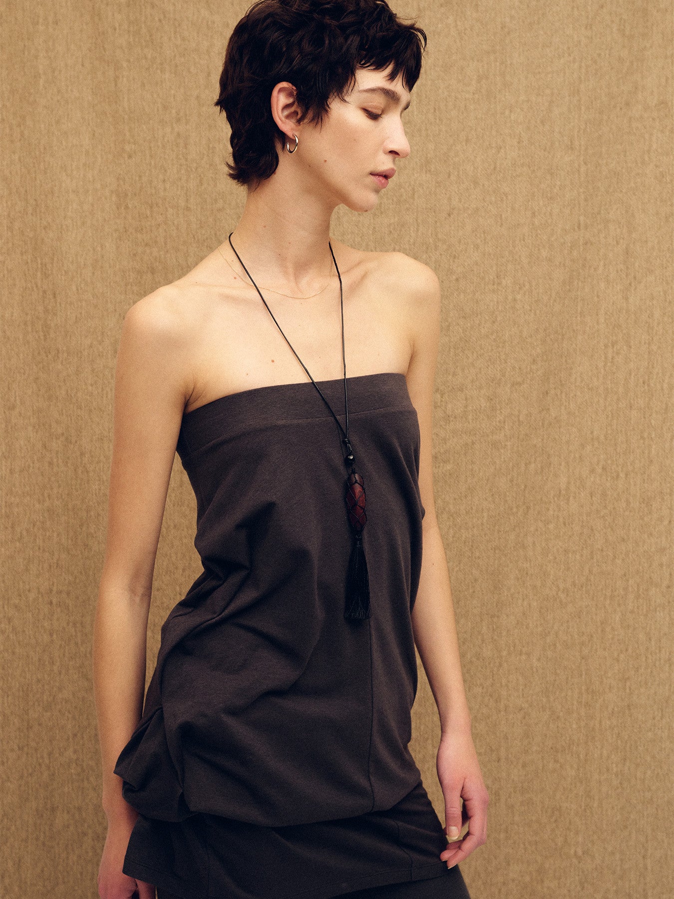 Tonywack - Soft Draped Drawstring Skirt (Charcoal) product image 6 | TRAB K-Fashion Australia