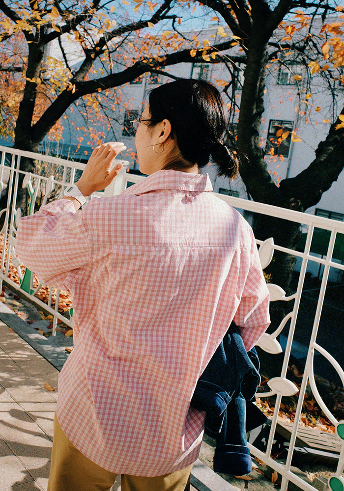 Collect Pieces - Peace Bird Shirts (Checked Pink) product image 11 | TRAB K-Fashion Australia
