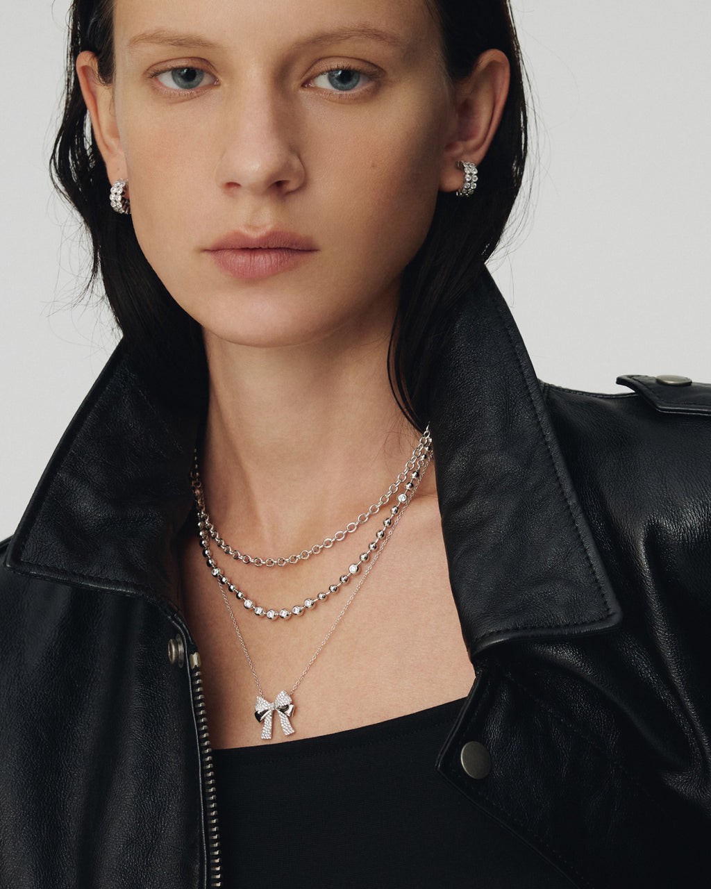 Numbering - Pave Double Ribbon Pendant Necklace #3706 product image 2 | TRAB K-Fashion Australia