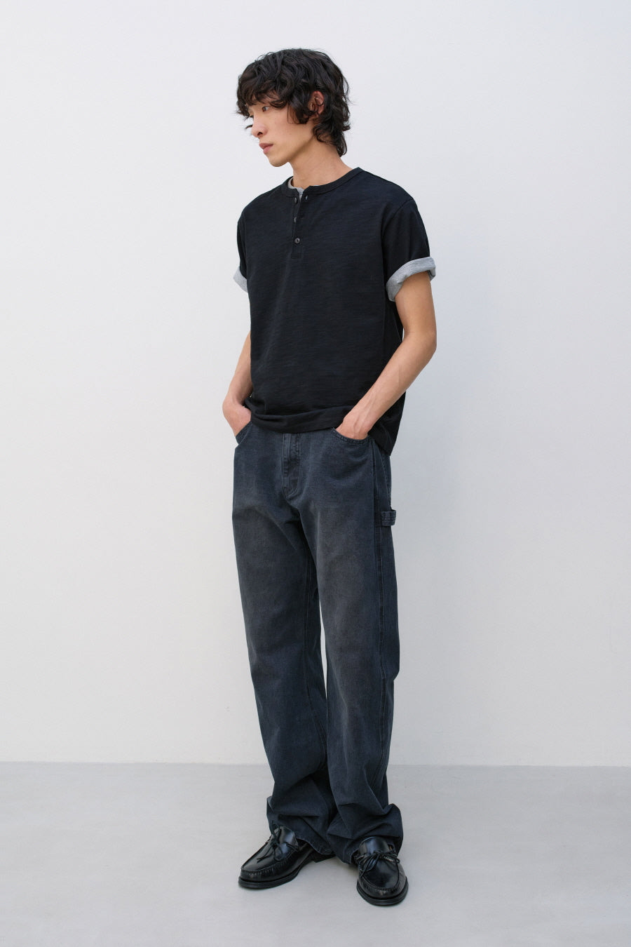 Insilence - Henley Neck Short Sleeve (Black) product image 3 | TRAB K-Fashion Australia