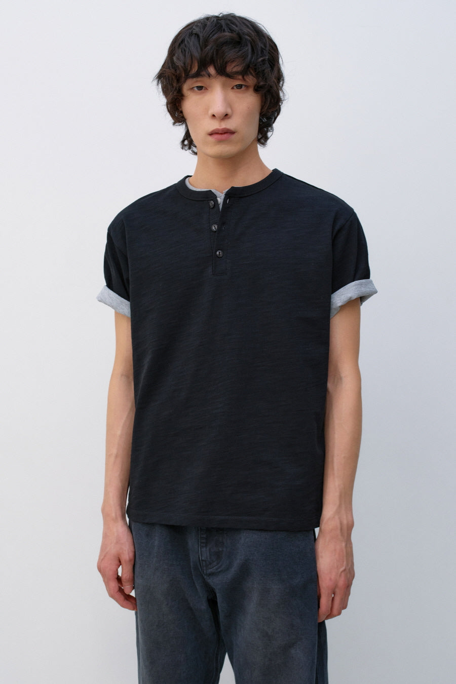 Insilence - Henley Neck Short Sleeve (Black) product image 6 | TRAB K-Fashion Australia