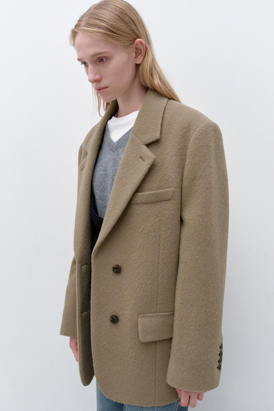 Insilence - Shaggy Wool Overfit Winter Jacket (Grey Beige) product image 2 | TRAB K-Fashion Australia