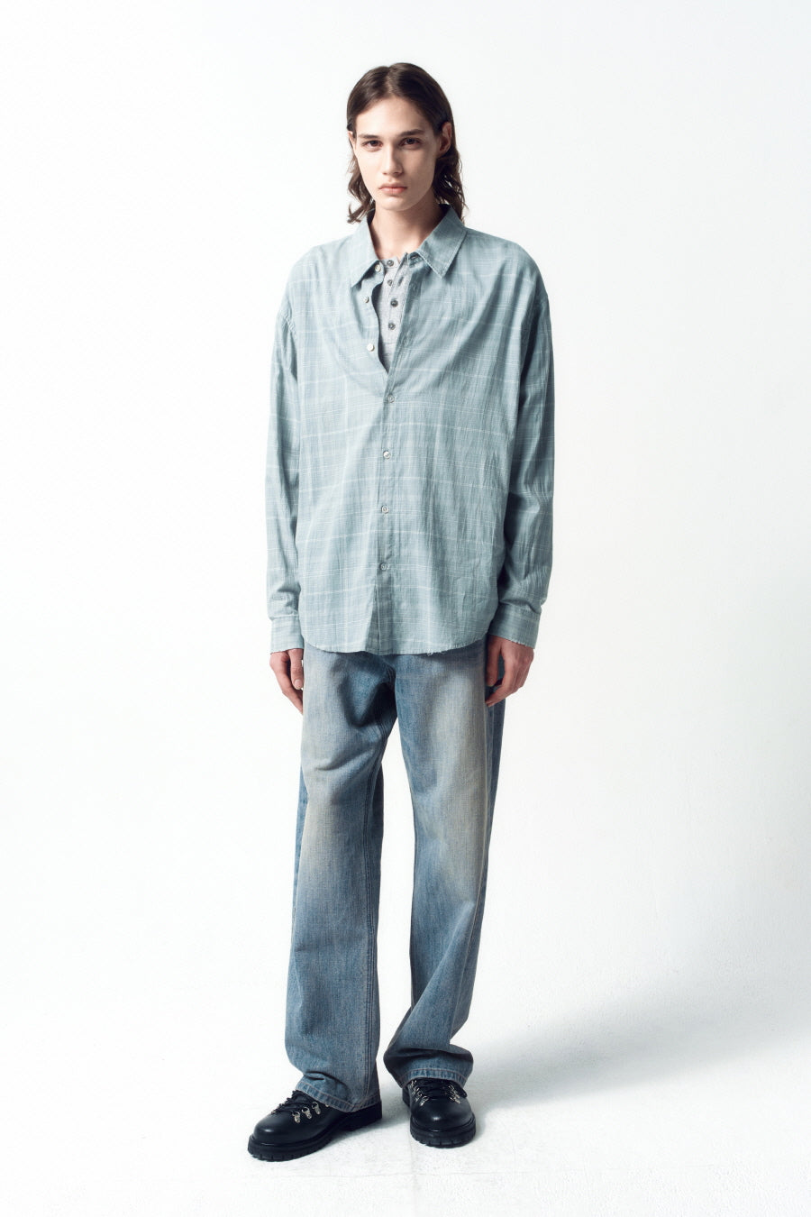 Insilence - Honeycomb Denim Pants (Light Blue) product image 4 | TRAB K-Fashion Australia