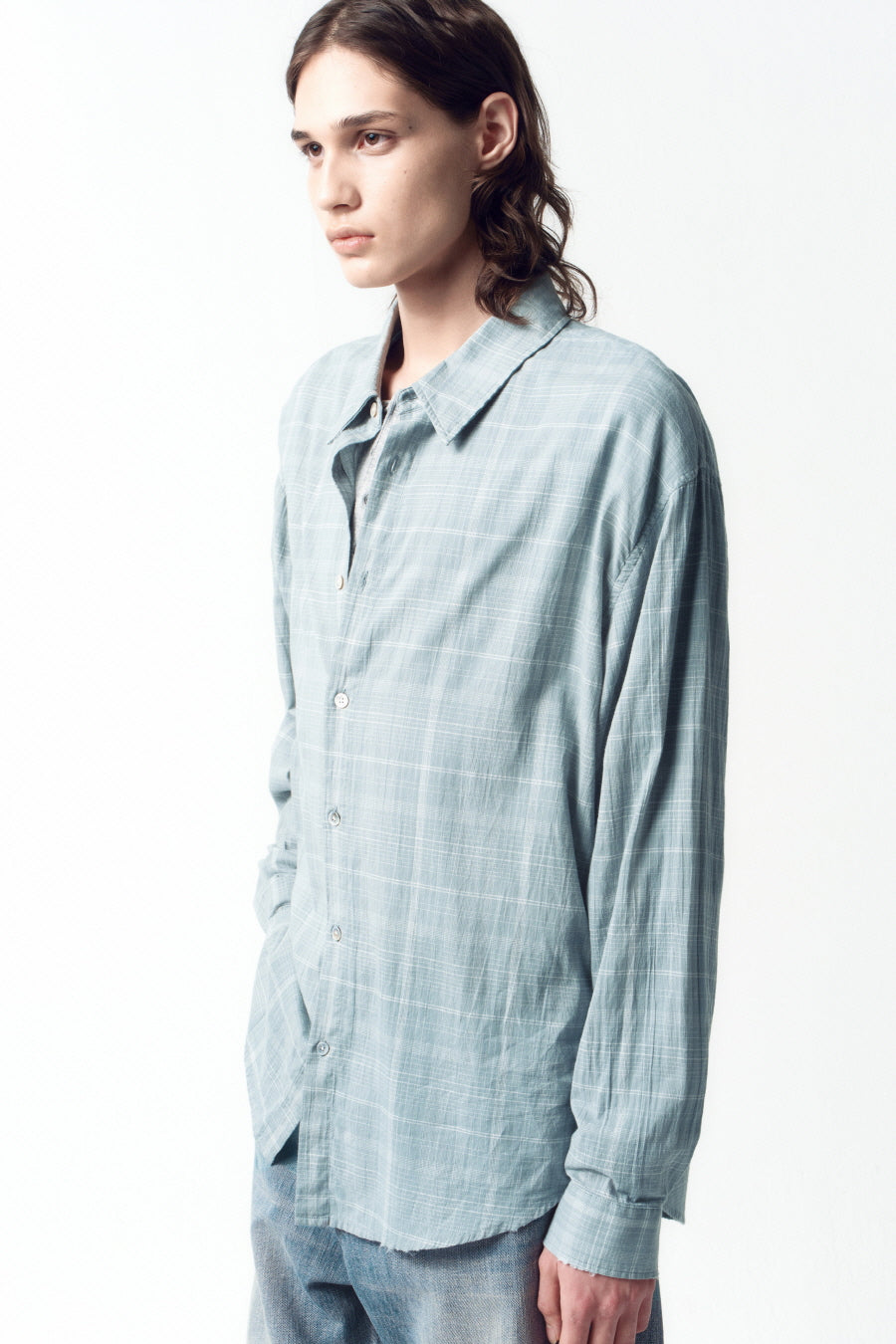 Insilence - Damaged Seer Check Shirts (Mint) product image 2 | TRAB K-Fashion Australia