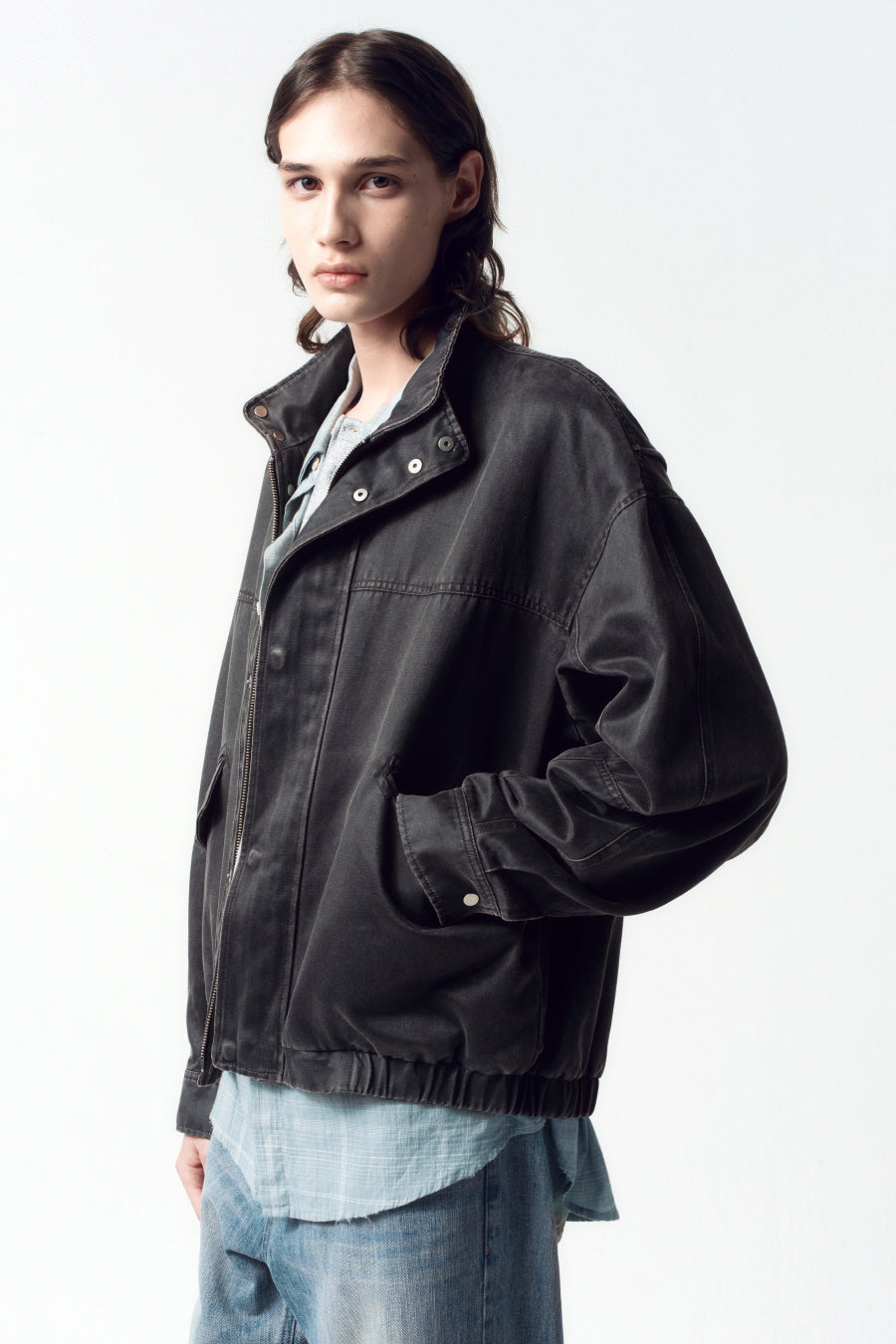 Insilence - Washed Faux Leather Jumper (Charcoal) product image 6 | TRAB K-Fashion Australia