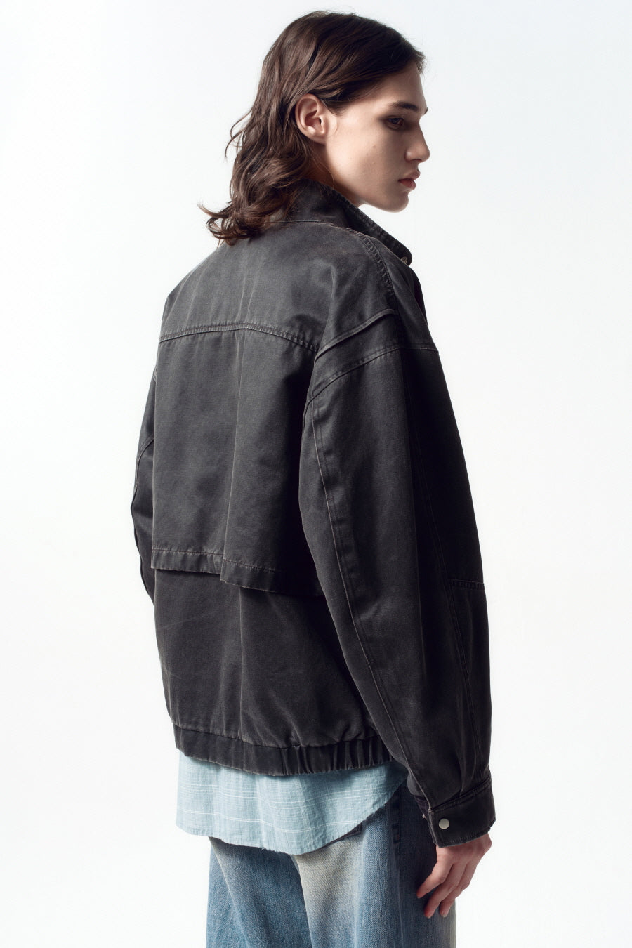 Insilence - Washed Faux Leather Jumper (Charcoal) product image 4 | TRAB K-Fashion Australia