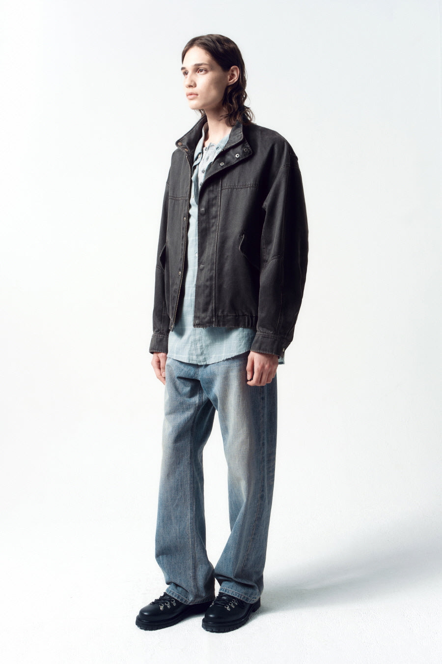 Insilence - Washed Faux Leather Jumper (Charcoal) product image 3 | TRAB K-Fashion Australia