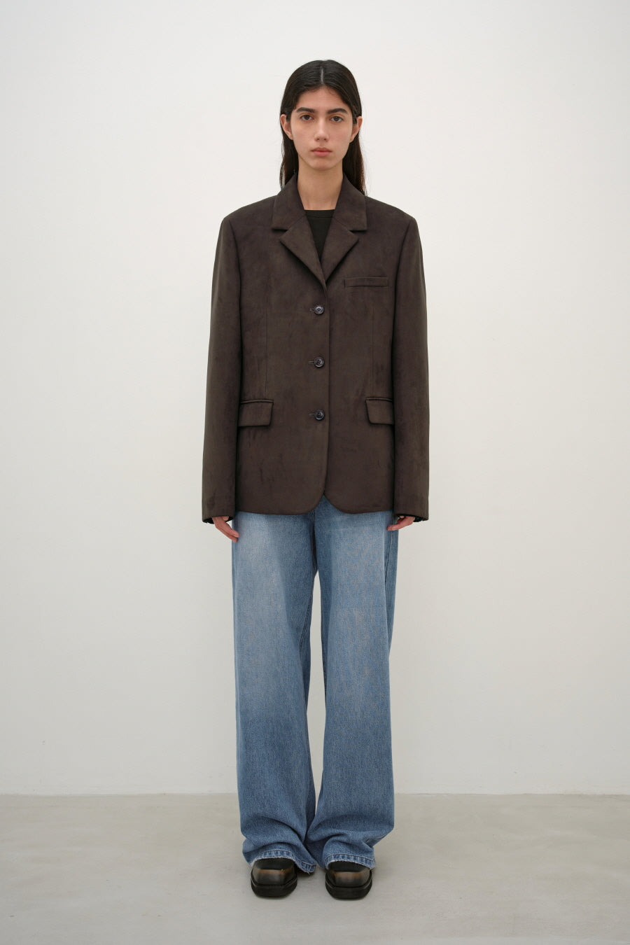 Insilence - Classic Three-Button Jacket (Suede Brown) product image 3 | TRAB K-Fashion Australia