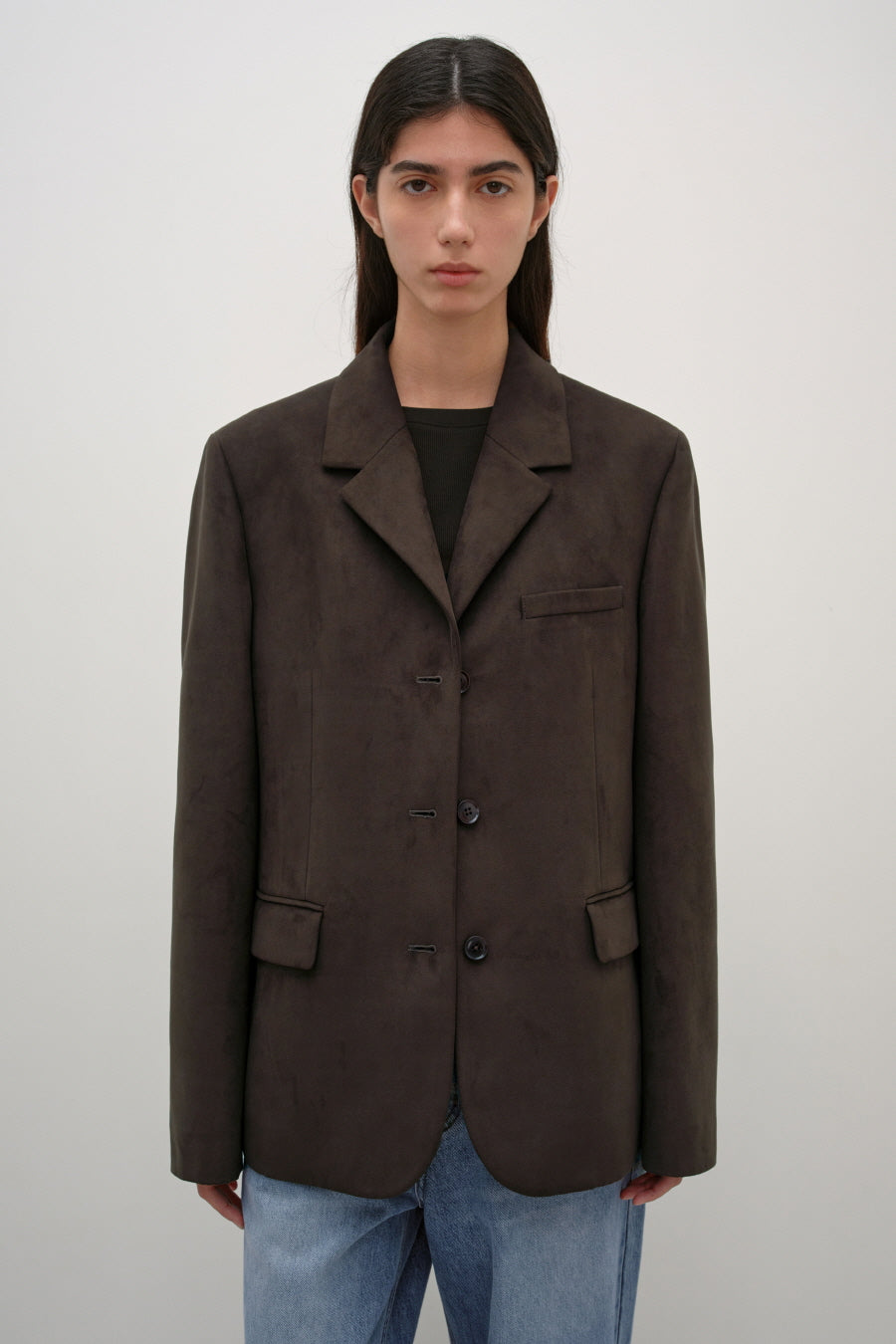 Insilence - Classic Three-Button Jacket (Suede Brown) product image 1 | TRAB K-Fashion Australia