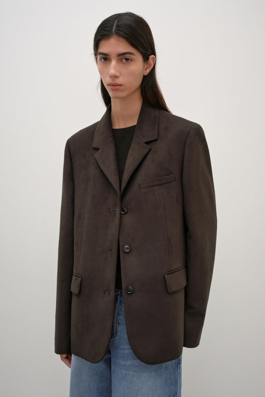 Insilence - Classic Three-Button Jacket (Suede Brown) product image 5 | TRAB K-Fashion Australia