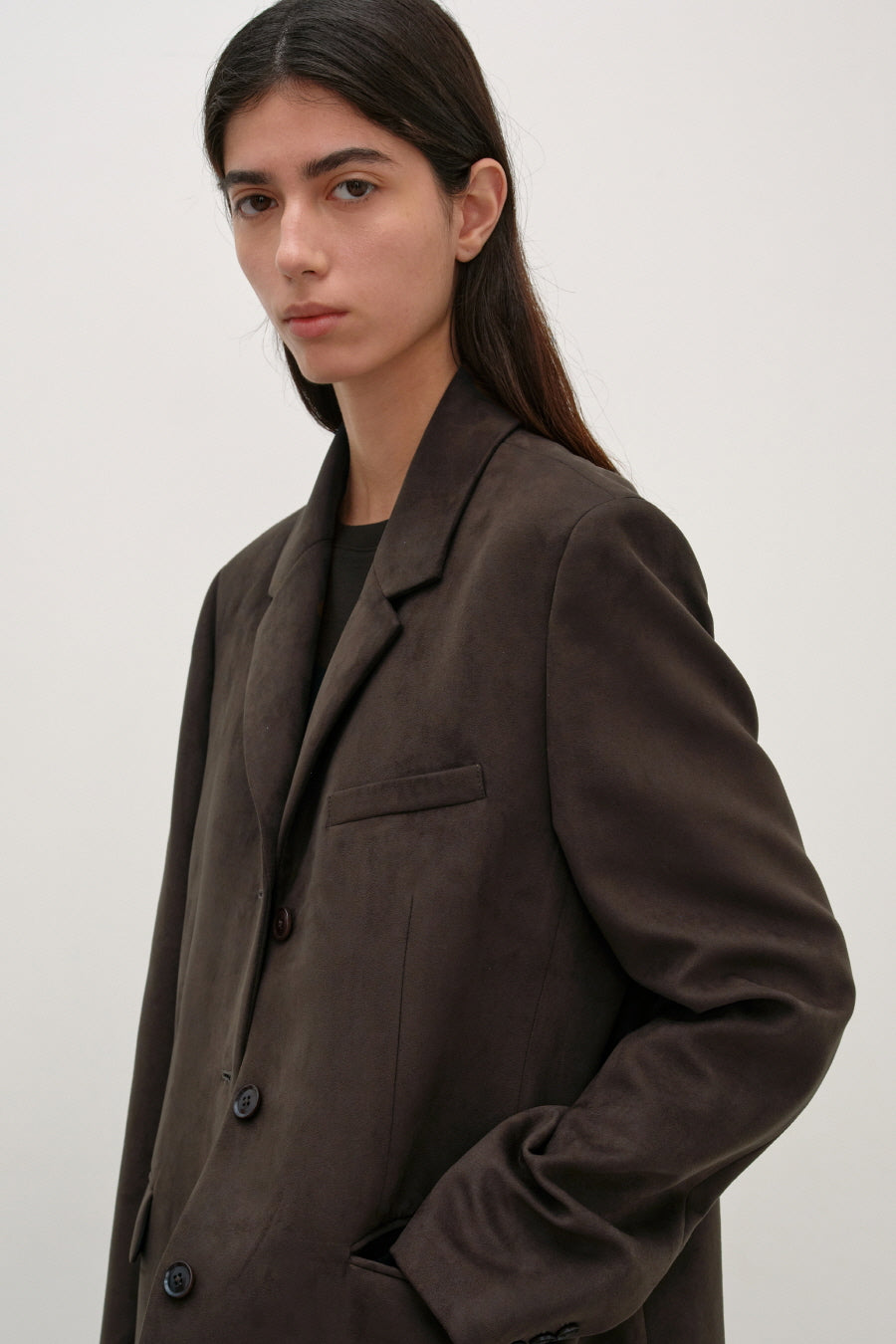Insilence - Classic Three-Button Jacket (Suede Brown) product image 2 | TRAB K-Fashion Australia
