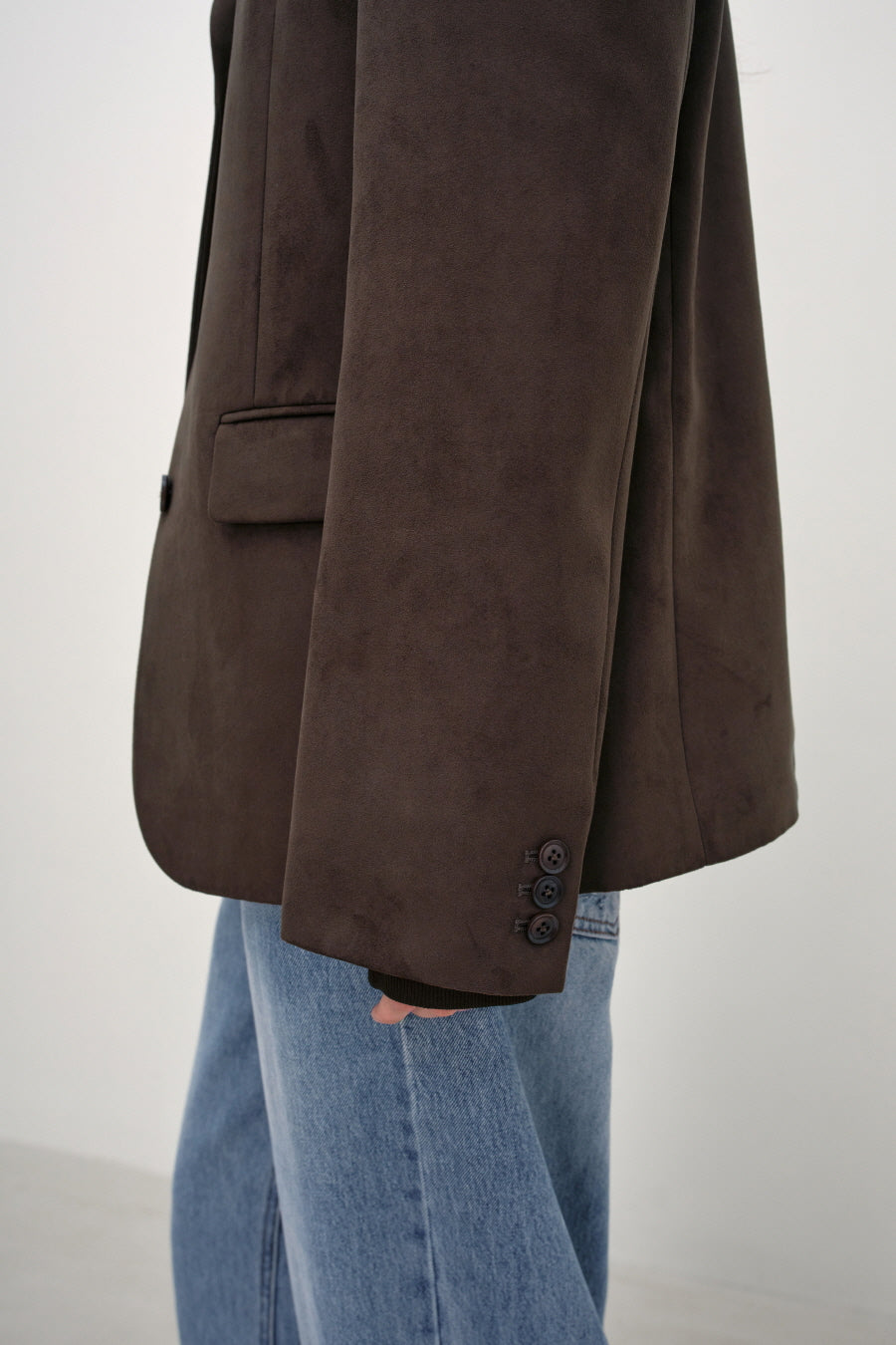 Insilence - Classic Three-Button Jacket (Suede Brown) product image 6 | TRAB K-Fashion Australia