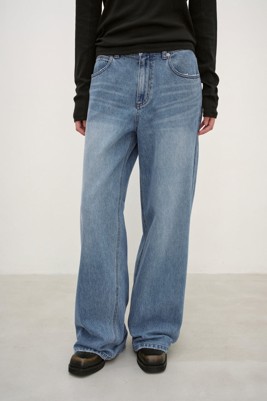 Insilence - Low Waist Wide Jeans (Blue) product image 2 | TRAB K-Fashion Australia