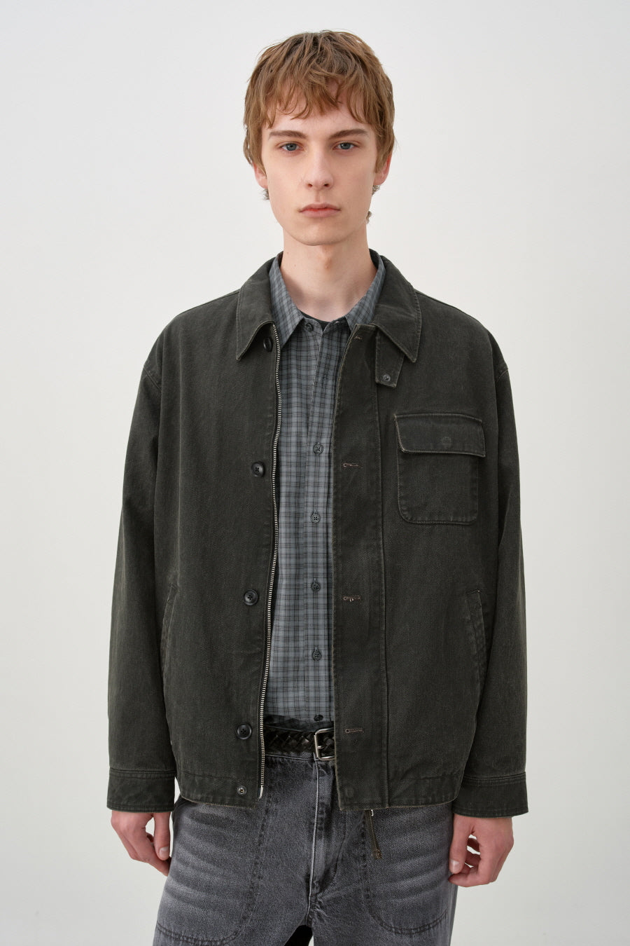 Insilence - Vintage Washed Deck Jacket v2 (Khaki) product image 3 | TRAB K-Fashion Australia