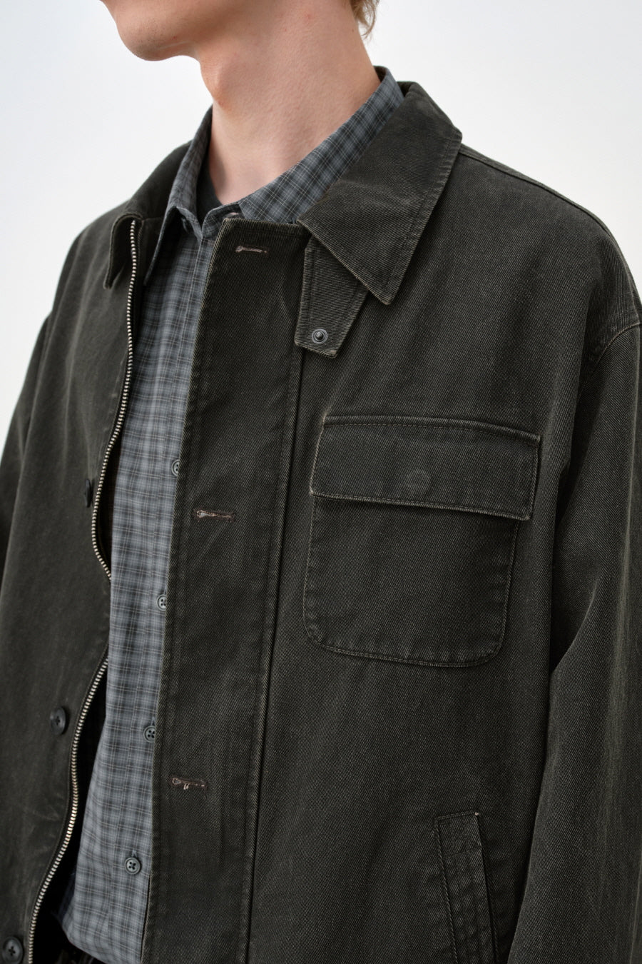 Insilence - Vintage Washed Deck Jacket v2 (Khaki) product image 4 | TRAB K-Fashion Australia