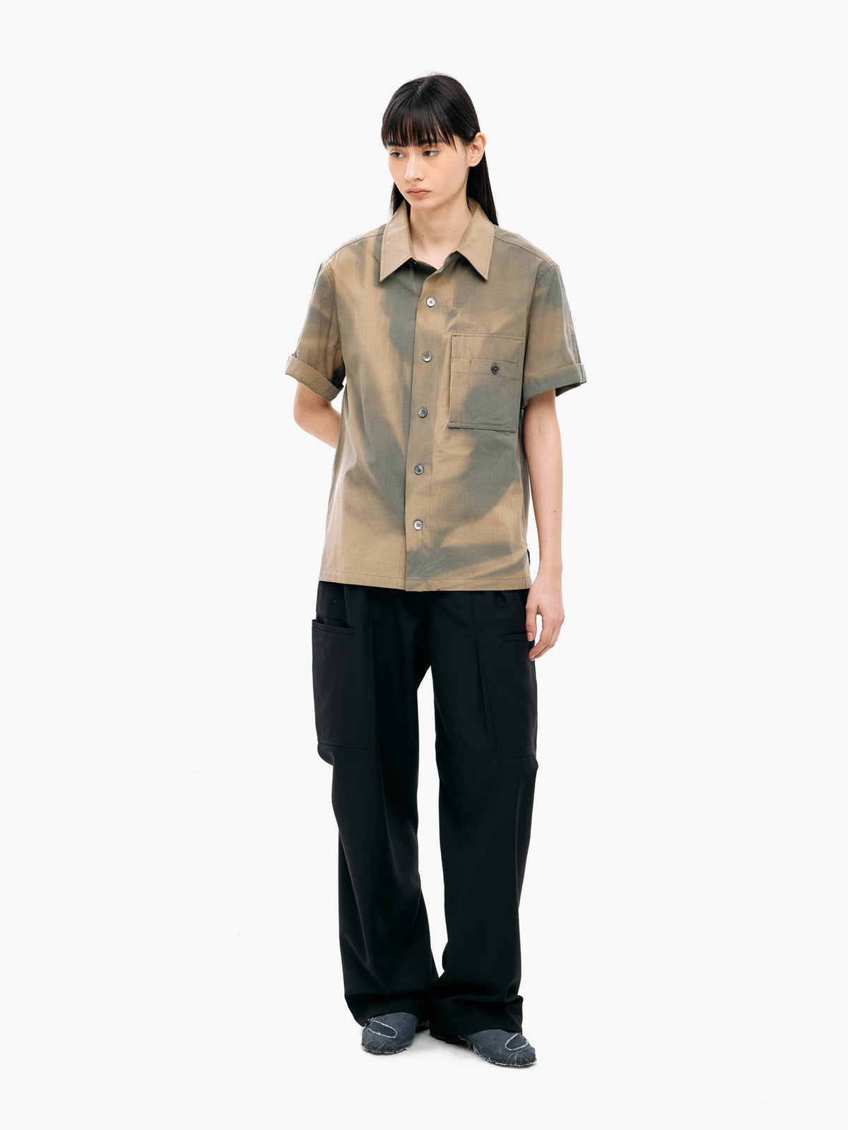 Jiyong Kim - Sun-Bleached Work Shirt (Khaki) product image 3 | TRAB K-Fashion Australia