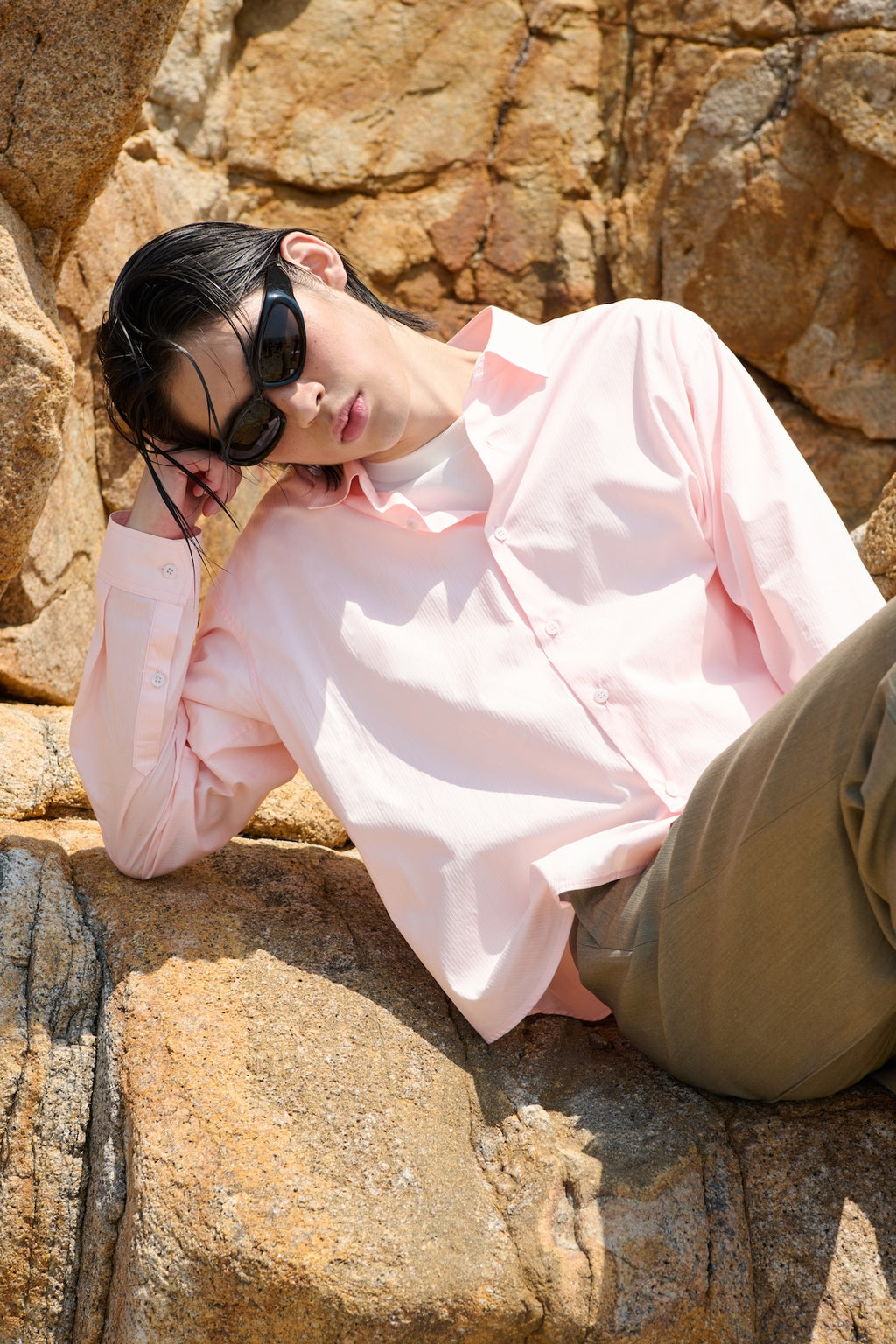 STU - Stripe Crop Shirt (Pink) product image 7 | TRAB K-Fashion Australia