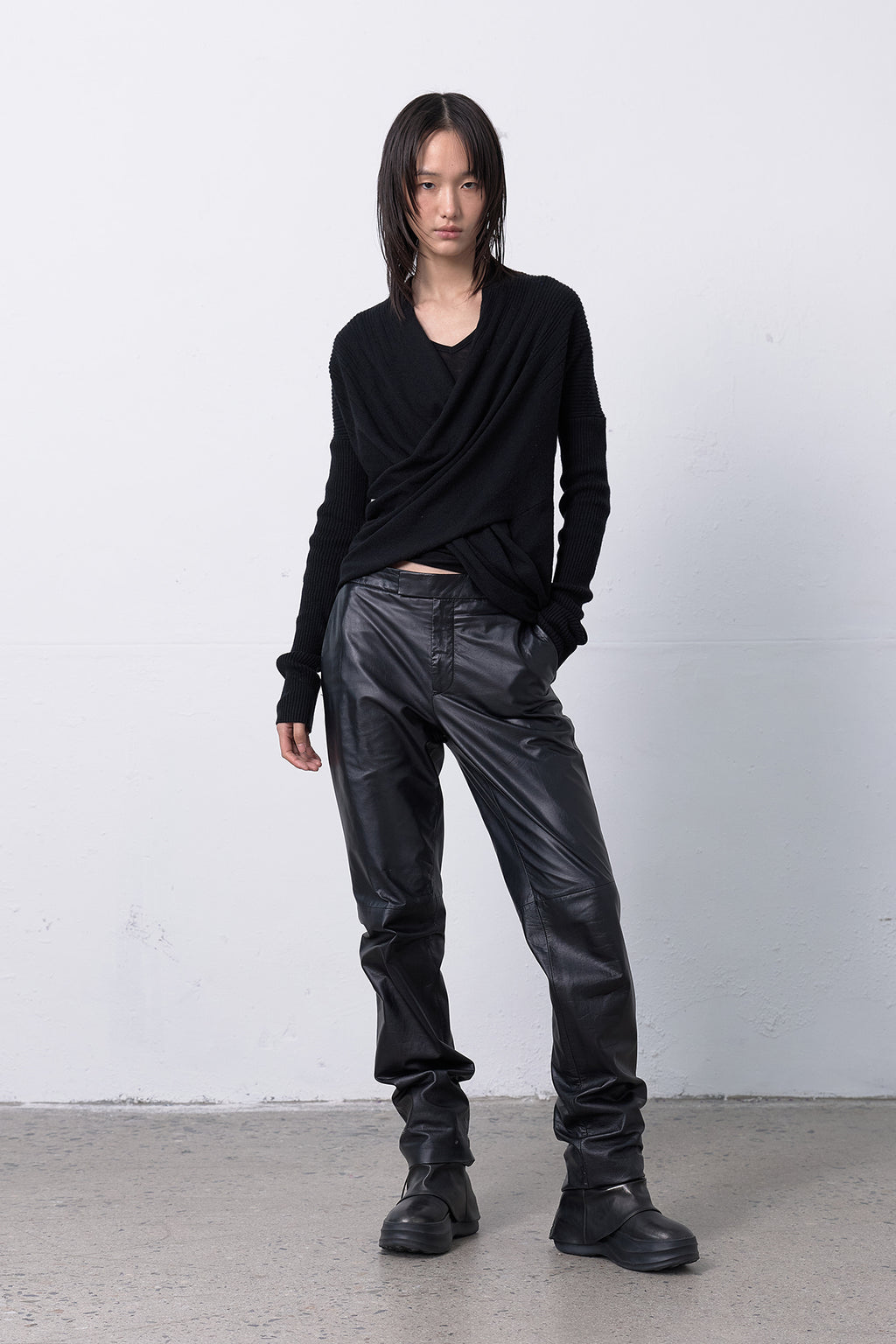 Deinet - Fluid Knit Drape Cardigan (Black) product image 6 | TRAB K-Fashion Australia
