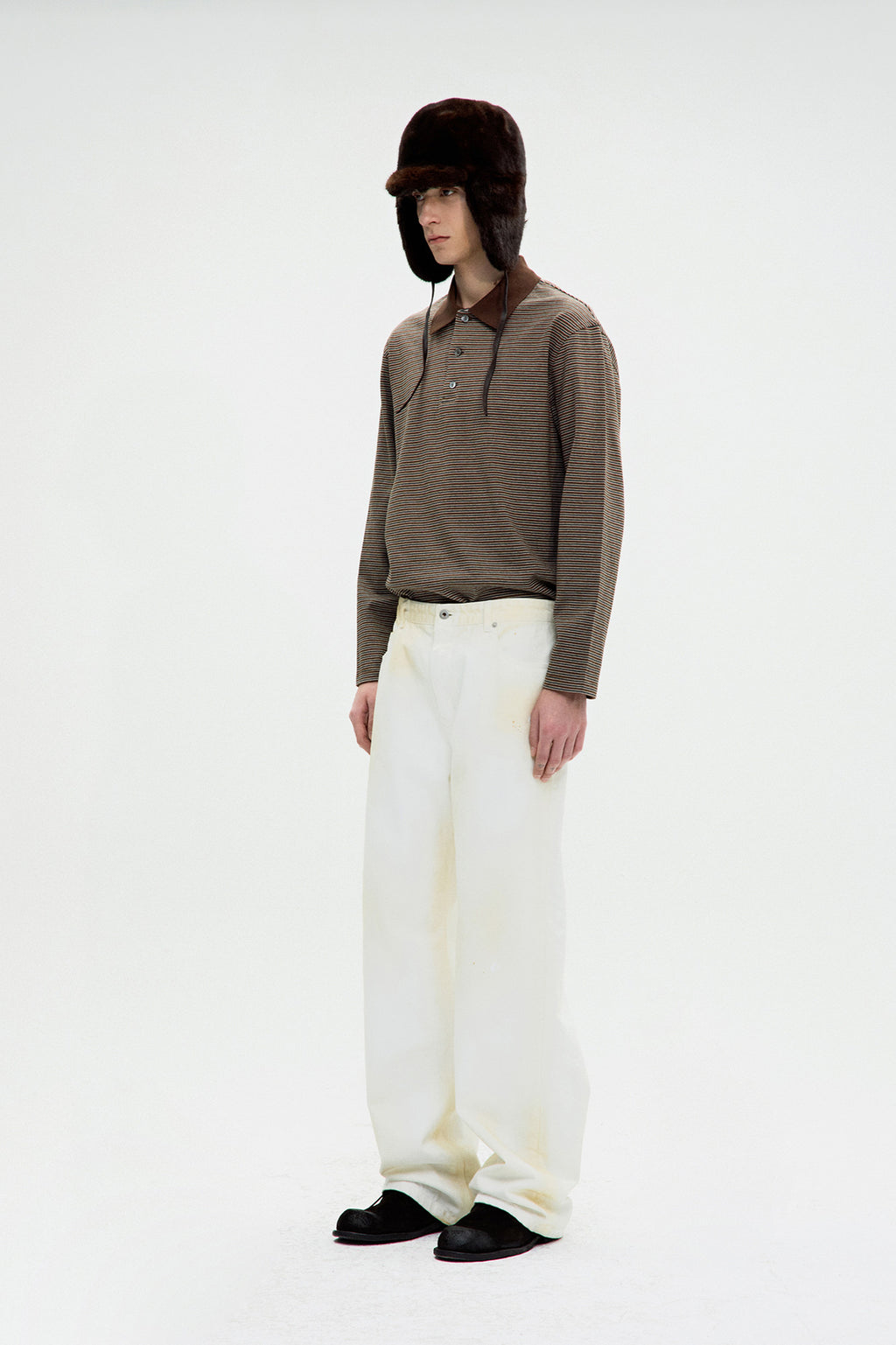 Coor - Multi Pin Pique Polo Long Sleeve (Brown) product image 3 | TRAB K-Fashion Australia