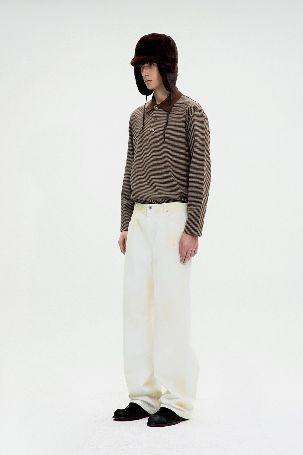 Coor - Multi Pin Pique Polo Long Sleeve (Brown) product image 3 | TRAB K-Fashion Australia