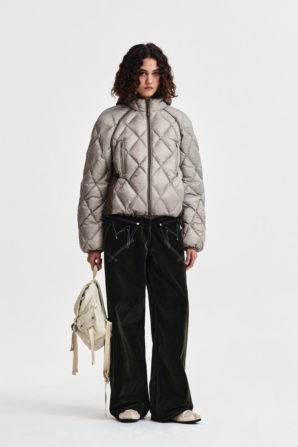 Matin Kim - Quilting Hoody Lightweight Jumper (down Blended) (Beige) product image 9 | TRAB K-Fashion Australia