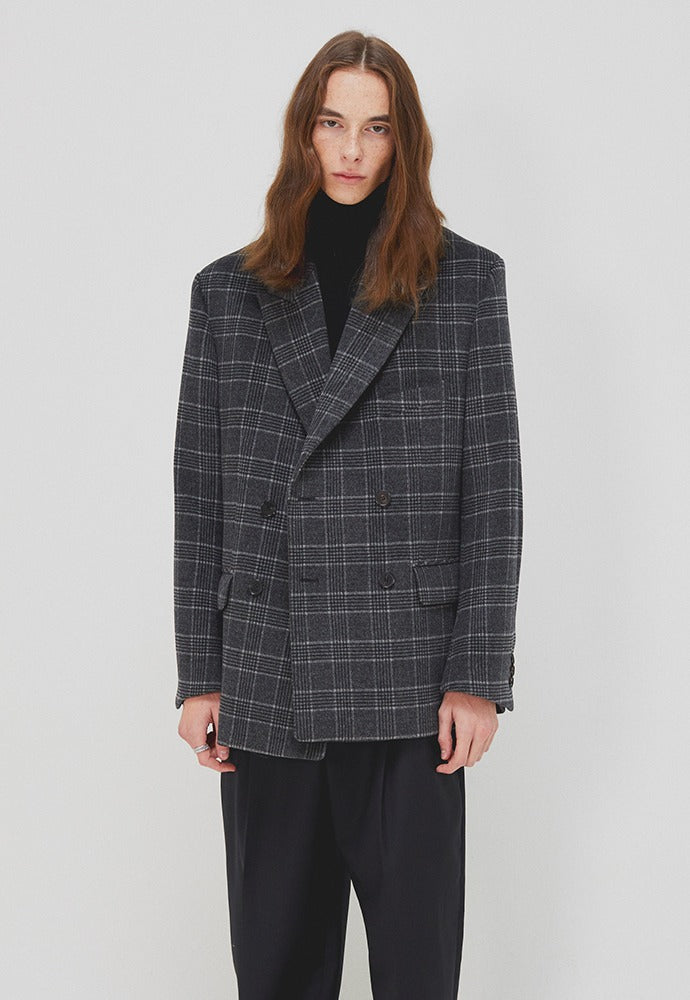 Tonywack - Rave Double Blazer (Grey Check (Australia Wool Winter Fabric)) product image 1 | TRAB K-Fashion Australia