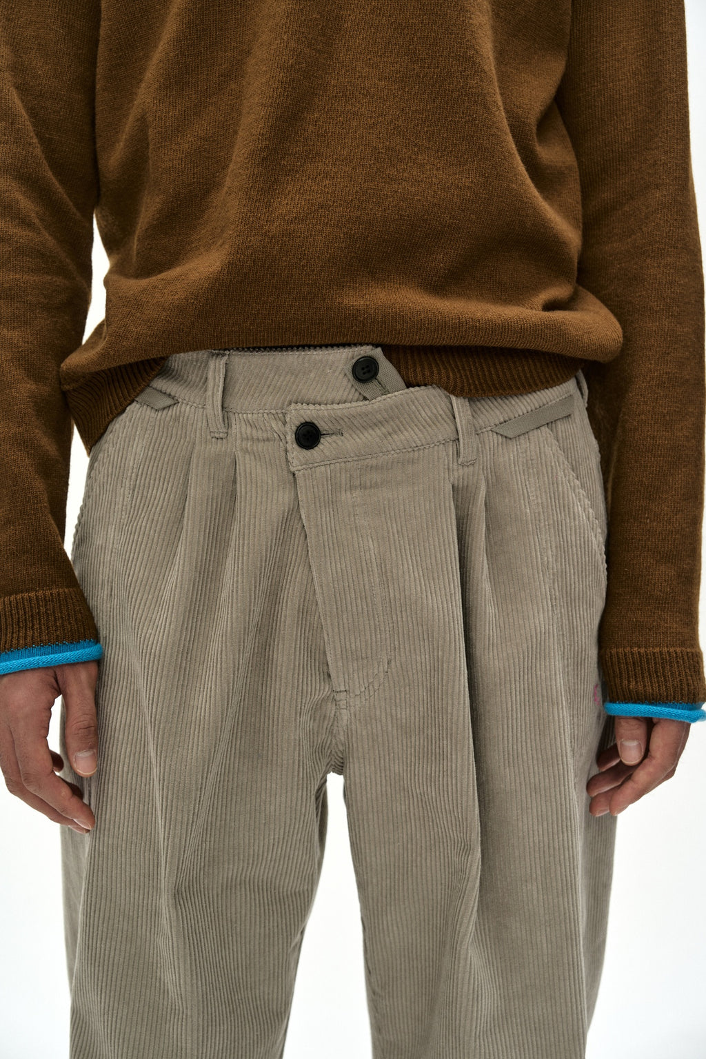 Andersson Bell - Crossover Wide-Leg Corduroy Trousers (Cream) product image 5 | TRAB K-Fashion Australia