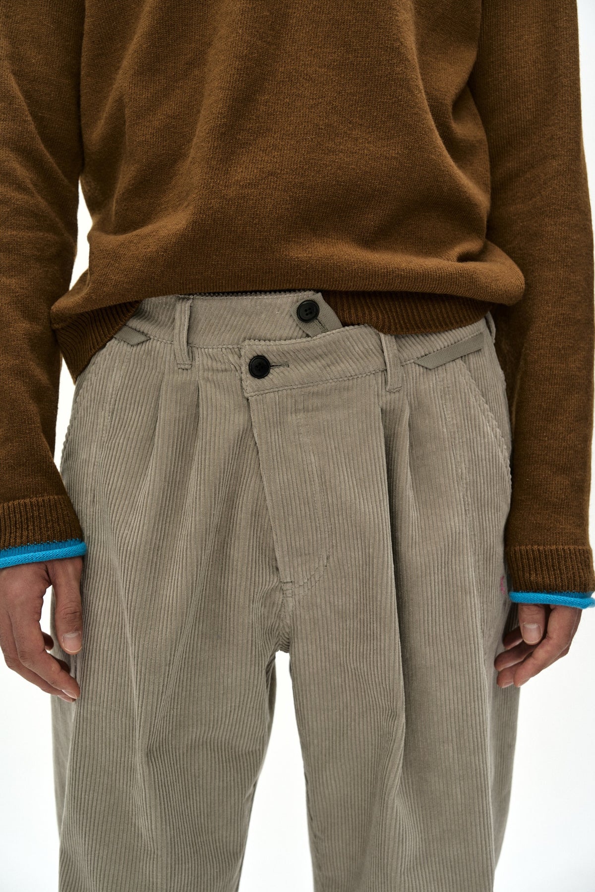 Andersson Bell - Crossover Wide-Leg Corduroy Trousers (Cream) product image 5 | TRAB K-Fashion Australia