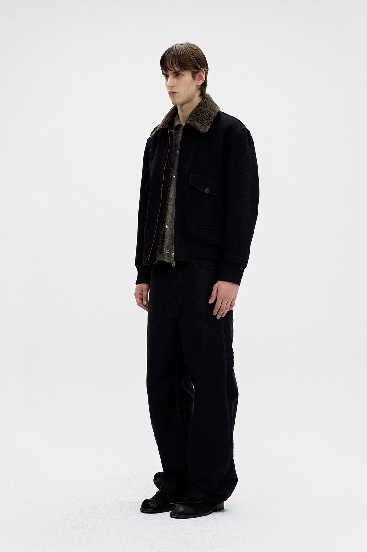 Coor - Broken Wool G-1 Bomber Jacket (Black) product image 3 | TRAB K-Fashion Australia