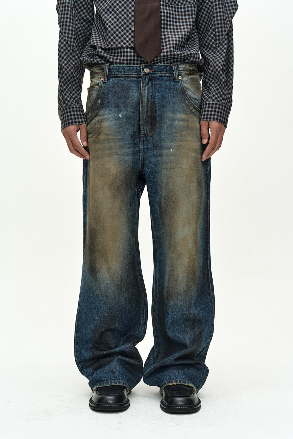 Andersson Bell - Unisex Coated Blue Wide-Leg Jeans (blue) (Blue) product image 5 | TRAB K-Fashion Australia