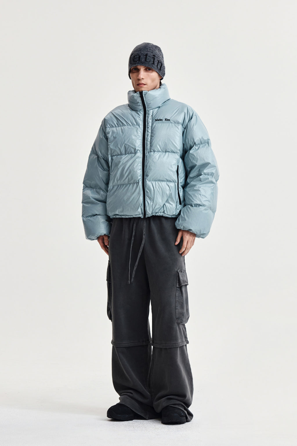 Matin Kim - Small Logo Volume Down Jumper (Light Grey) product image 9 | TRAB K-Fashion Australia