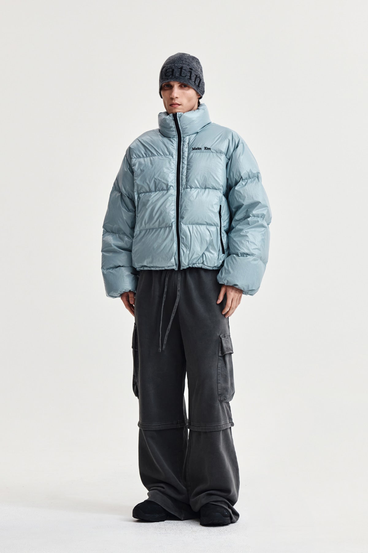 Matin Kim - Small Logo Volume Down Jumper (Light Grey) product image 9 | TRAB K-Fashion Australia
