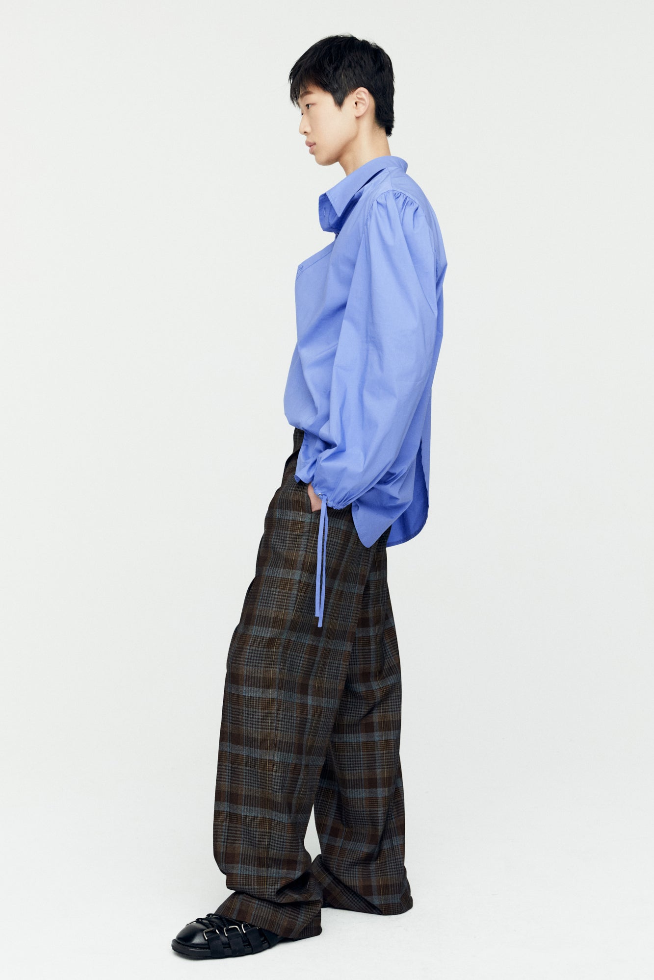 Andersson Bell - Soe Check Wrap Trousers (Brown) product image 6 | TRAB K-Fashion Australia