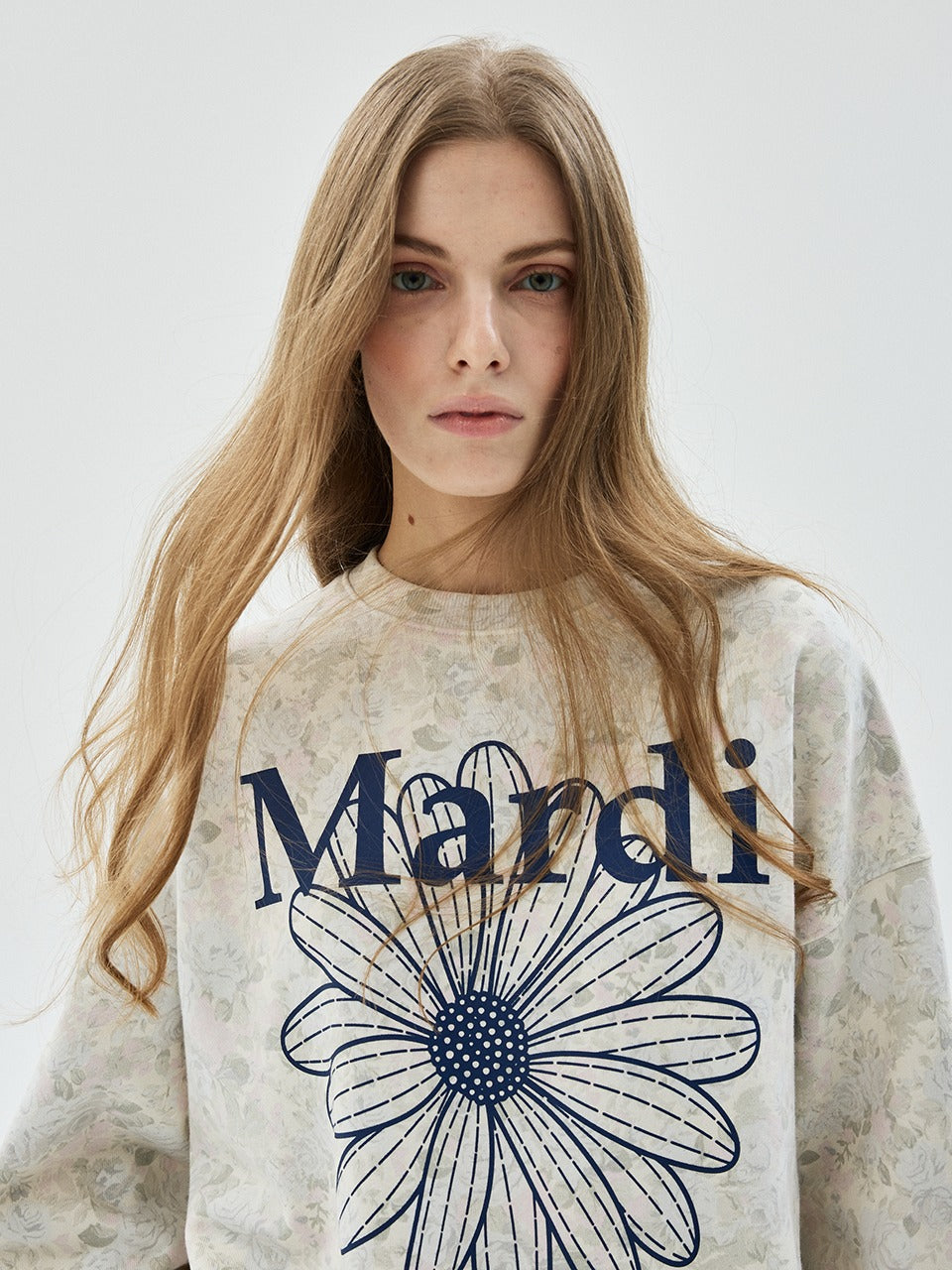 Mardi Mercredi - Sweatshirt Fleur Flowermardi (Ashblue Navy) product image 1 | TRAB K-Fashion Australia