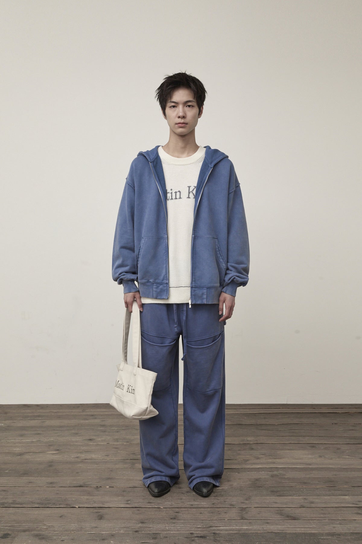 Matin Kim - Cut Out Washed Sweatpants (Blue) product image 10 | TRAB K-Fashion Australia