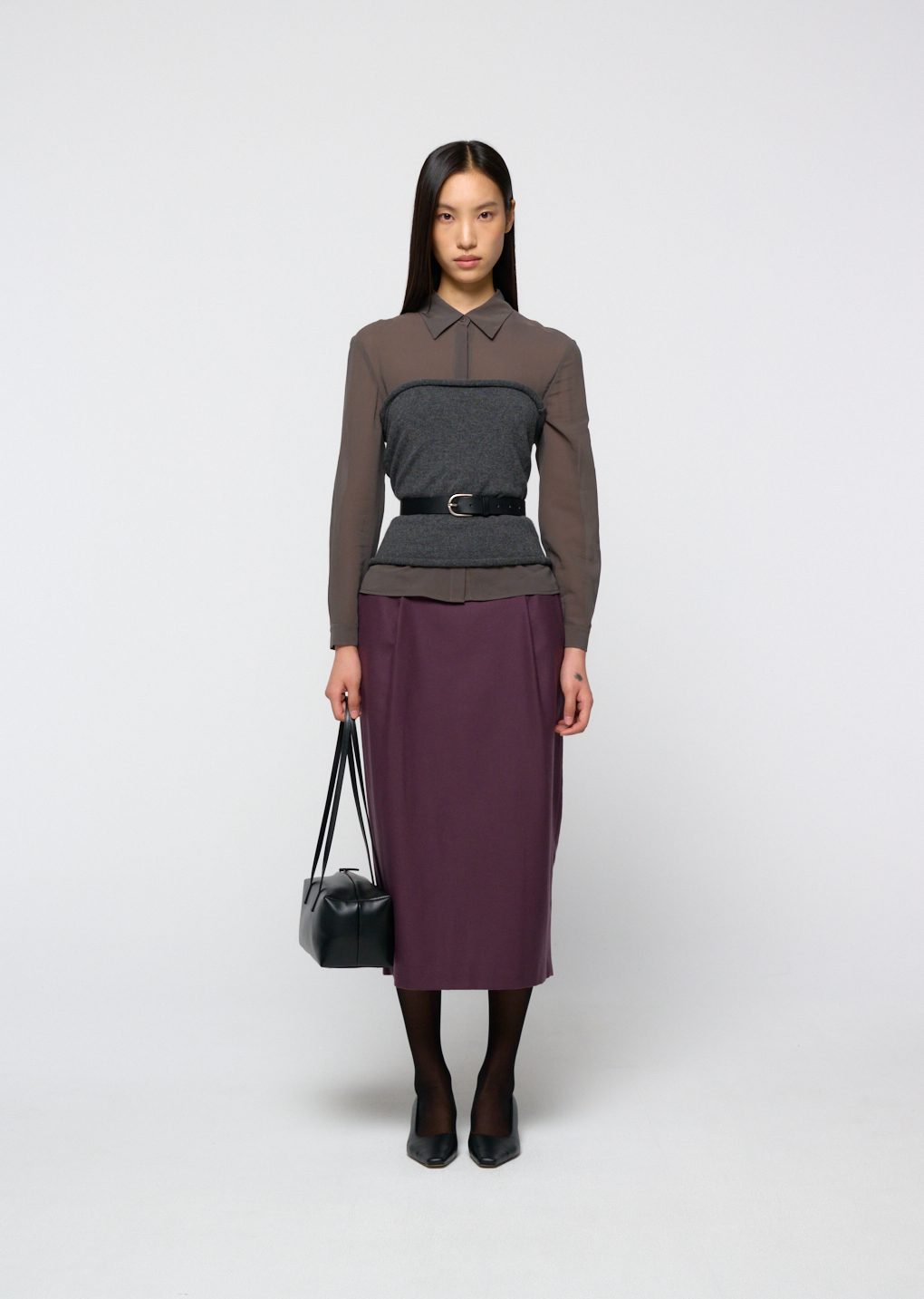 Amomento - [Pre-Order] Wool pencil skirt (Burgundy) product image 2 | TRAB K-Fashion Australia