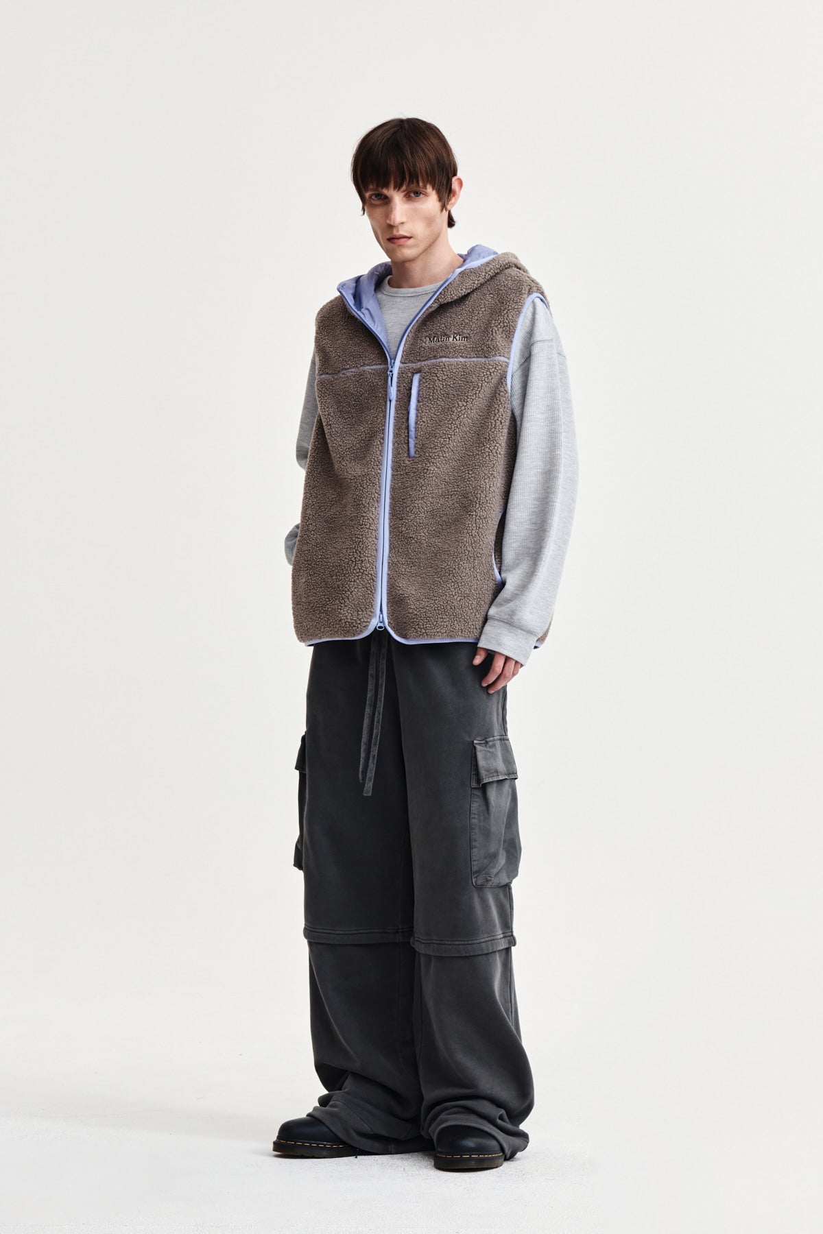 Matin Kim - Fleece Hoody Vest (Grey) product image 14 | TRAB K-Fashion Australia