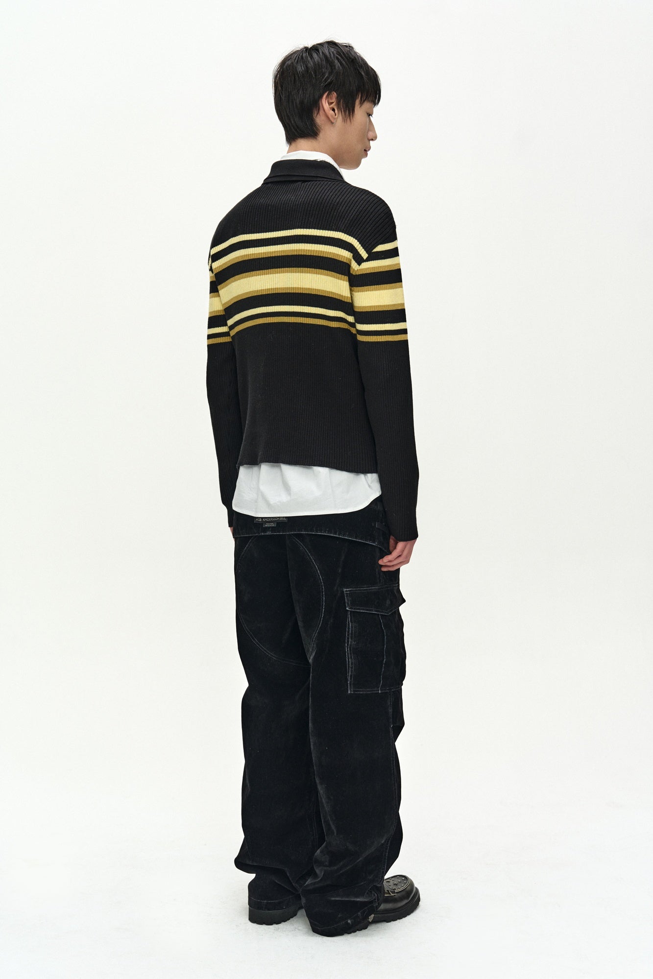 Andersson Bell - Layered Collar Pitt Stripe Polo Sweater (black/lemon) (Black/Lemon) product image 4 | TRAB K-Fashion Australia