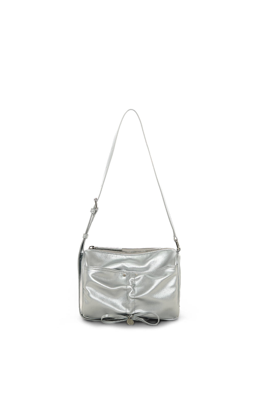 Matin Kim - Front Shirring Ribbon Mini Bag (Silver) product image 1 | TRAB K-Fashion Australia