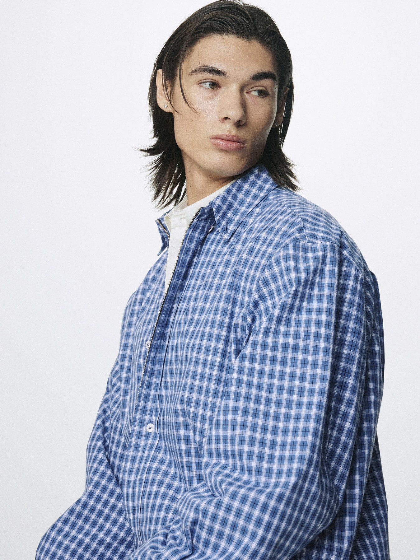 Tonywack - Checked Cotton Button-Down Blouson (Blue) product image 8 | TRAB K-Fashion Australia